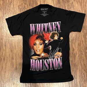 Gildan Black Whitney Houston T-Shirt with Pink Accents